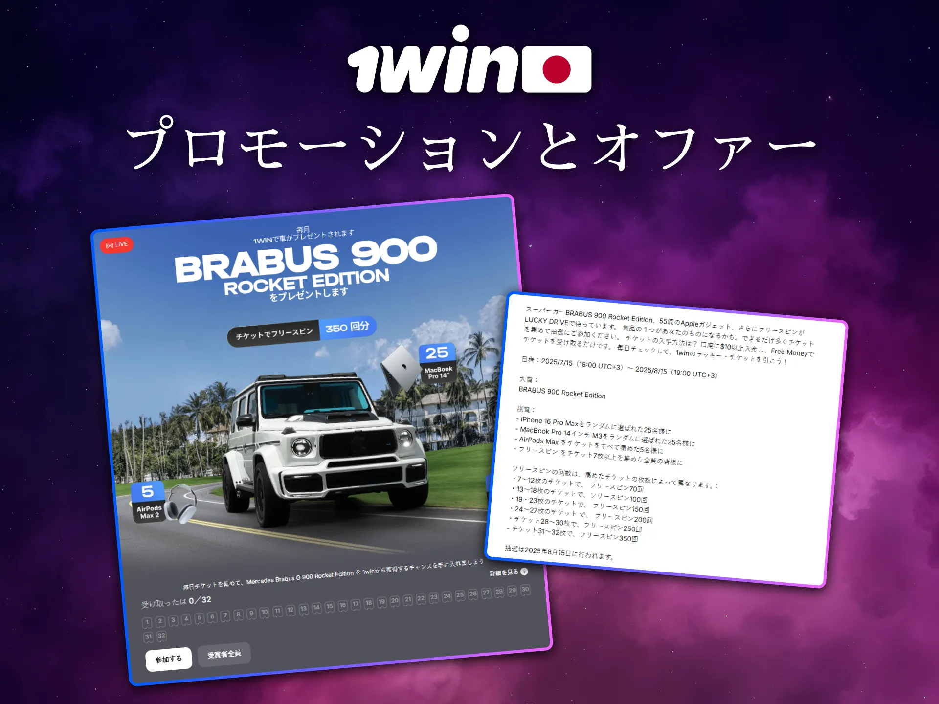 1Winでは多彩なプロモーションとオファーが常時利用可能です。