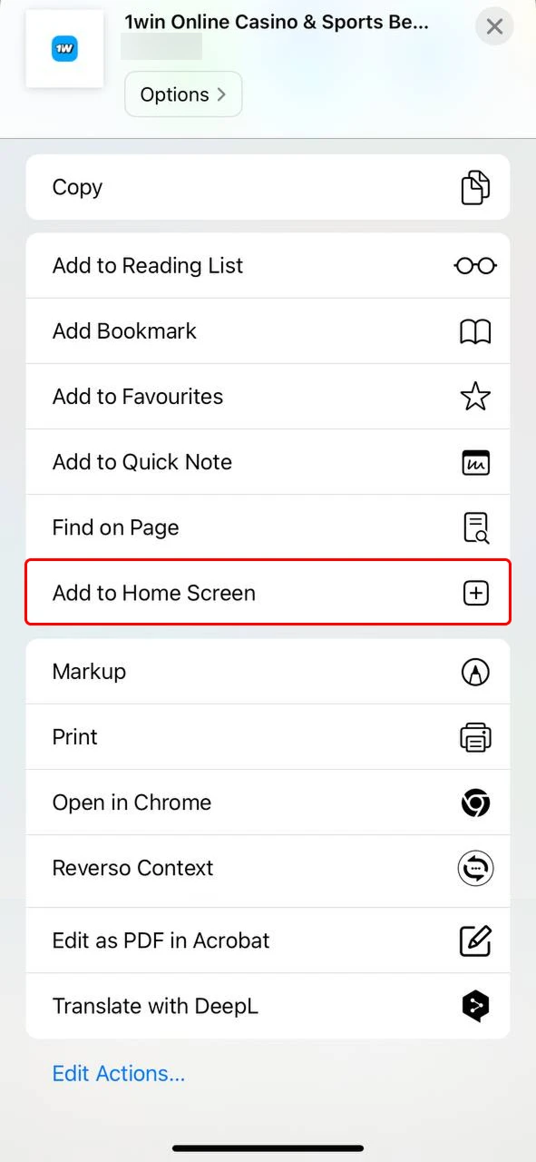 The 1Win app for iOS can be obtained by adding a shortcut.