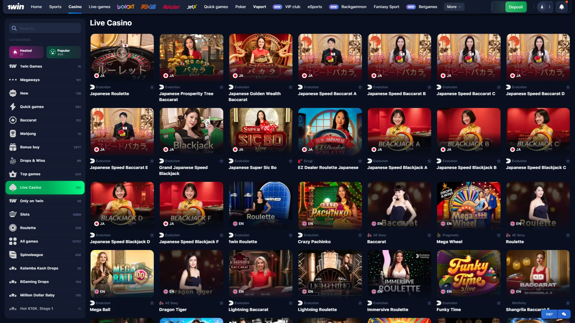 1Win Japan provides a real live casino experience.