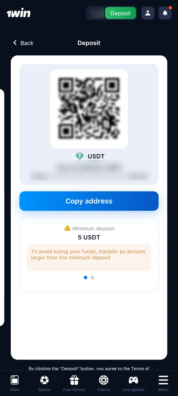 Japanese users enter the desired deposit amount in 1Win.